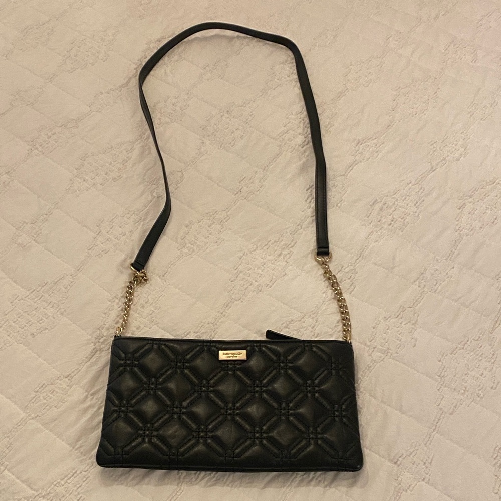 kate spade Black Quilted Crossbody with Gold Chain Strap